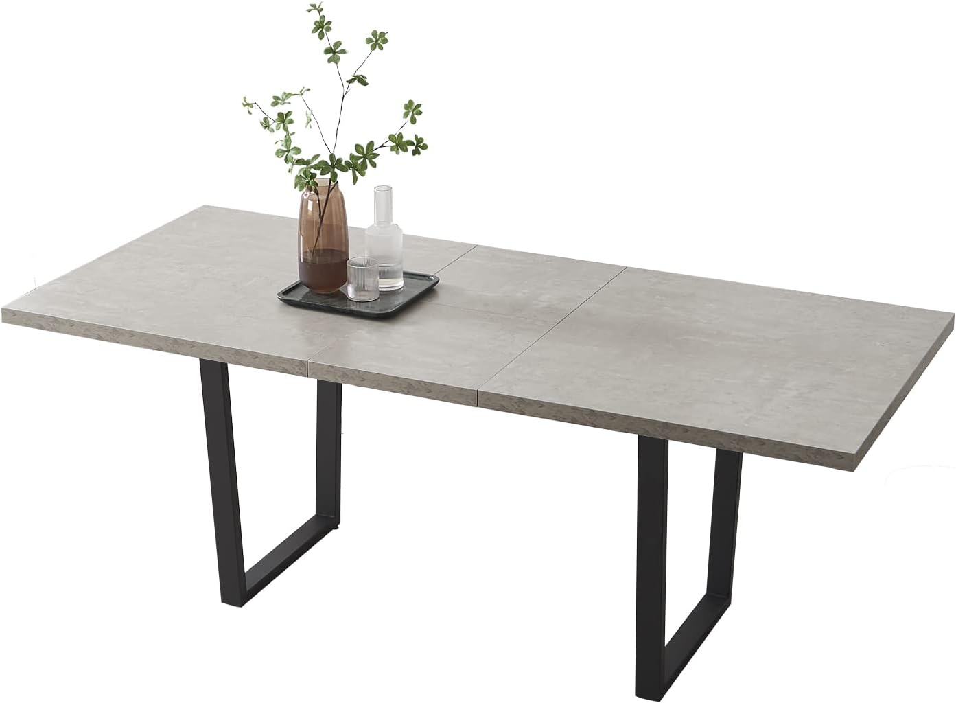 ZckyCine Modern 5-Piece Dining Table Set Rectangular Wood Table with 4 Upholstered Leather Chairs, Seats 4