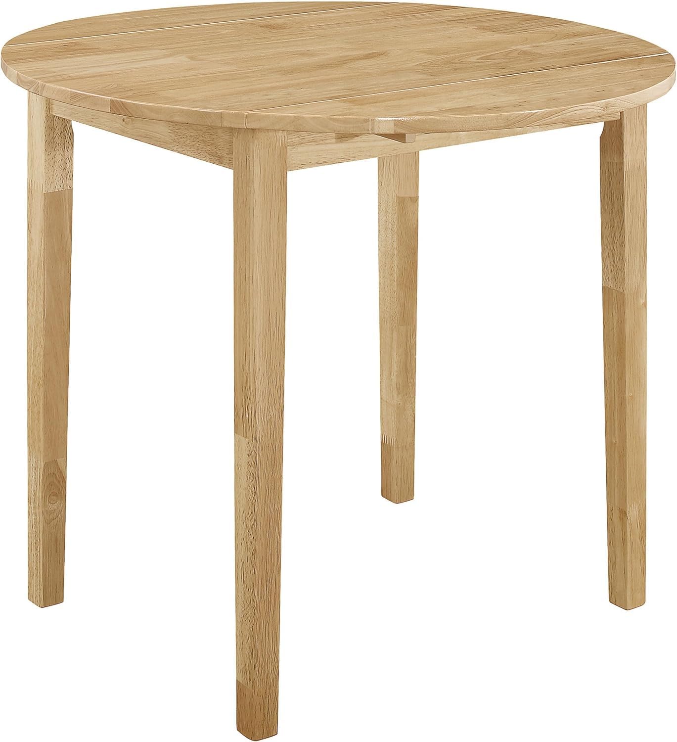 CARTESIAN 3-Piece Drop Leaf Dining Set, Natural Wood Table and 2 Chairs with Beige Cushions, Small Space Kitchen Furniture