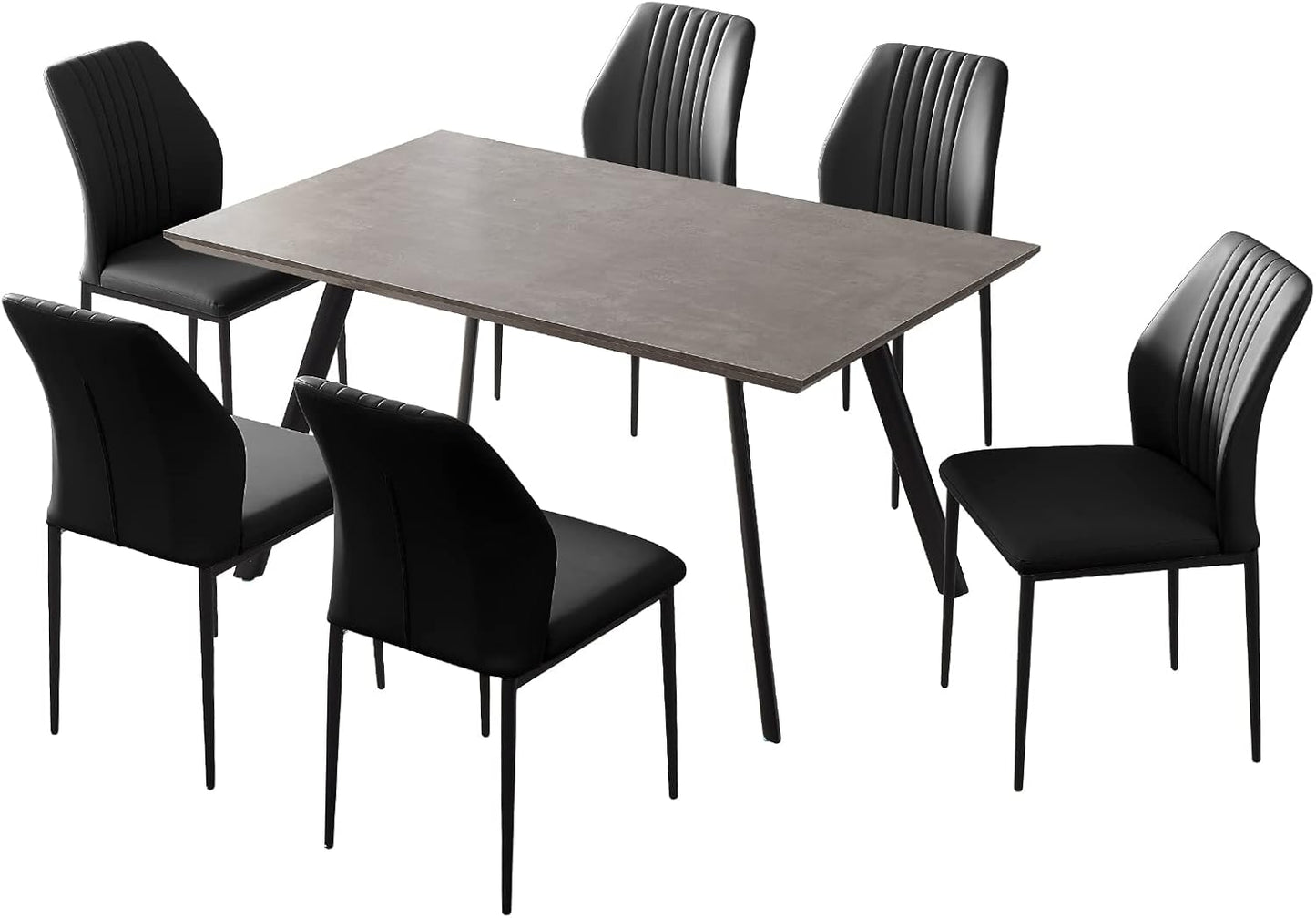 ZckyCine Modern 5-Piece Dining Table Set Rectangular Wood Table with 4 Upholstered Leather Chairs, Seats 4