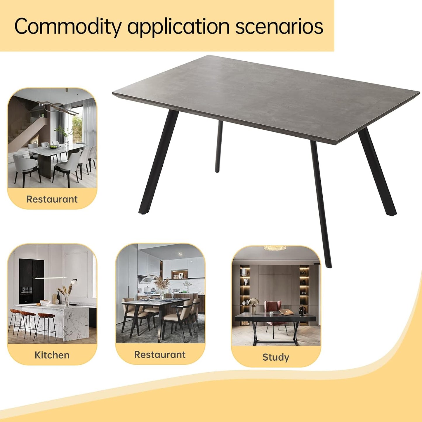ZckyCine Modern 5-Piece Dining Table Set Rectangular Wood Table with 4 Upholstered Leather Chairs, Seats 4