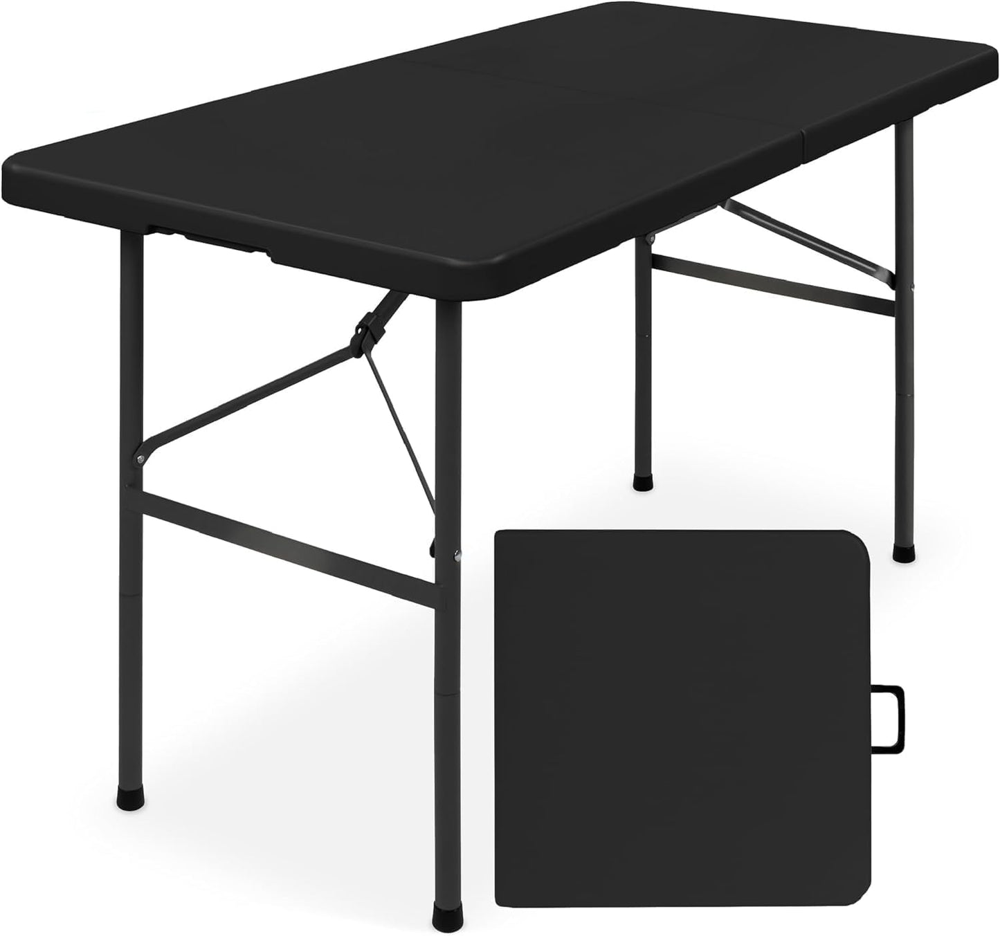 Simpli-Magic 8ft Portable Plastic Folding Table – Indoor & Outdoor Heavy-Duty Foldable Utility Table w/Handle for Party & Camping (Black)