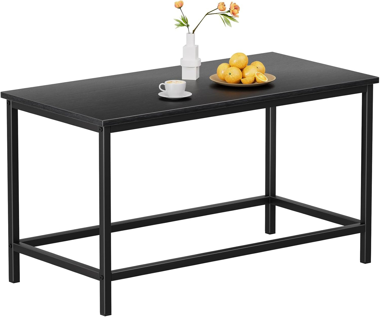 SAYGOER Small Rectangular Coffee Table Simple Modern Open Design Minimalist Center Table for Living Room Small Spaces, Easy Assembly, 31.5 x 15.7 x 17.7, Gray Black