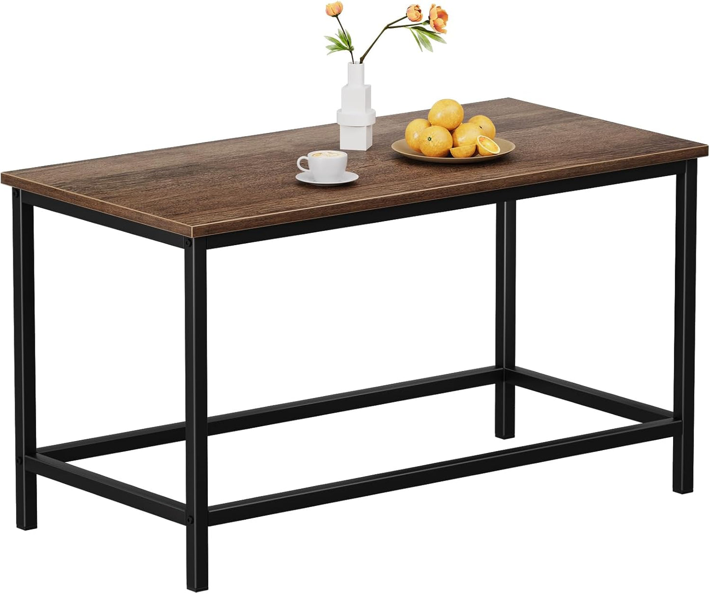 SAYGOER Small Rectangular Coffee Table Simple Modern Open Design Minimalist Center Table for Living Room Small Spaces, Easy Assembly, 31.5 x 15.7 x 17.7, Gray Black