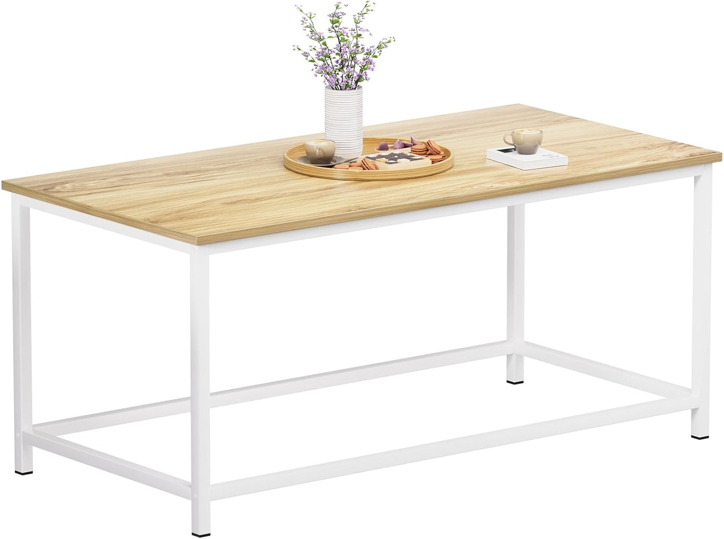 SAYGOER Small Rectangular Coffee Table Simple Modern Open Design Minimalist Center Table for Living Room Small Spaces, Easy Assembly, 31.5 x 15.7 x 17.7, Gray Black