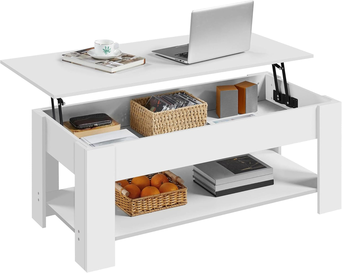 Yaheetech Wooden Coffee Table, Lift Top Coffee Table with Large Hidden Storage Shelf, Lift Tabletop Dining Tables for Living Room, Home Small Space, 38.6in, Black