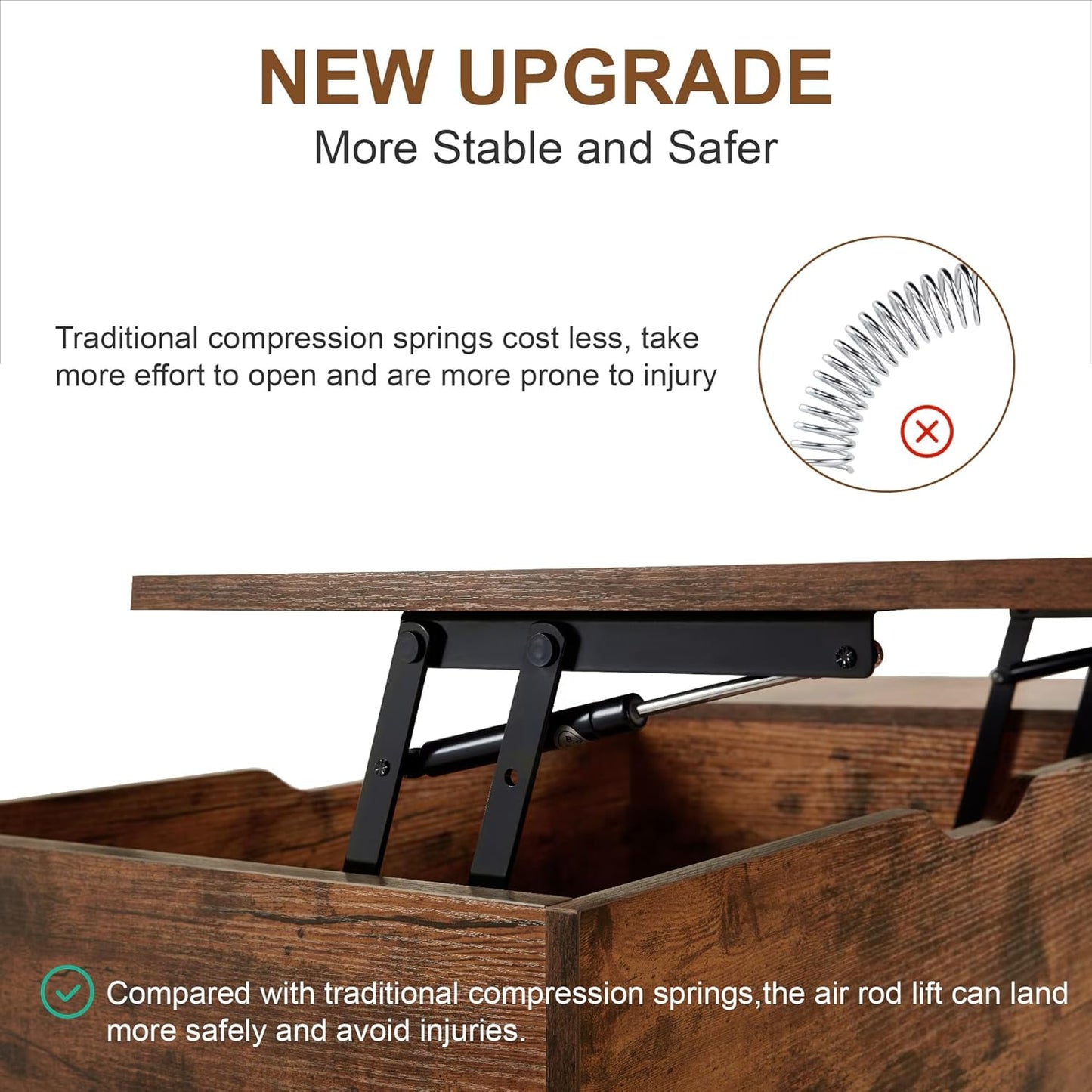 Softa Coffee Tables for Living Room, Wood Lift Top Coffee Table with Storage Shelf and Hidden Compartment, Dining Center Pop-up Table for Home, Office(Brown)